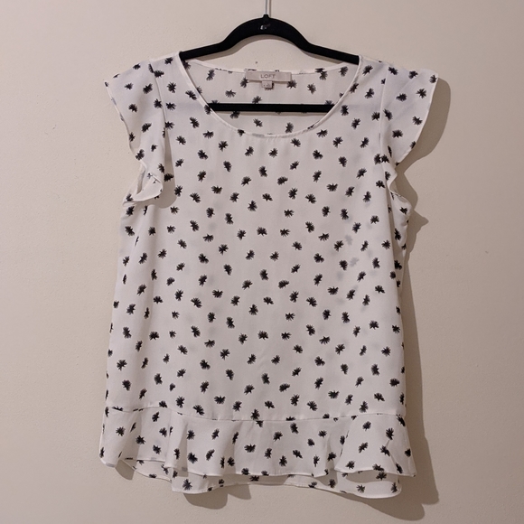 Loft Brushdot Peplum Shell Blouse Top M - Picture 3 of 5